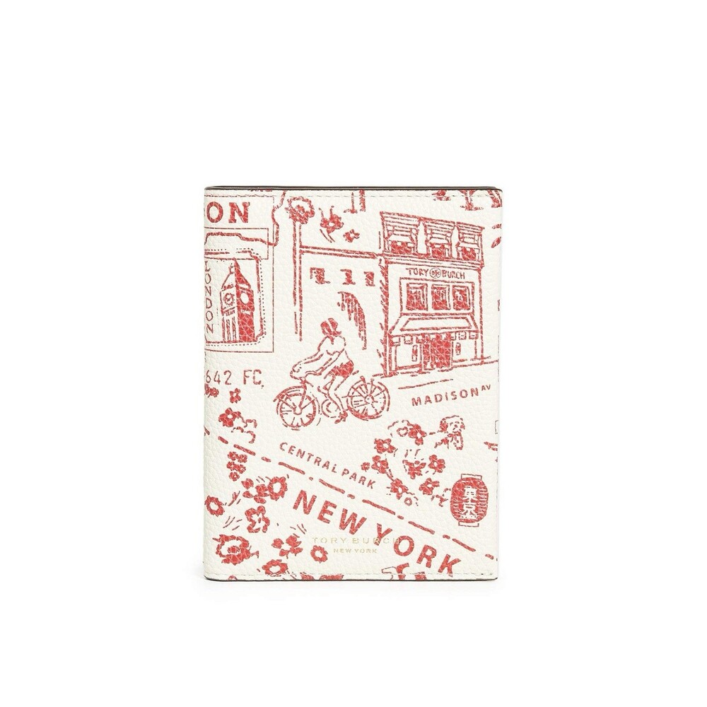 Tory Burch Women's Perry Destination Passport Case, Red Destination, One Size